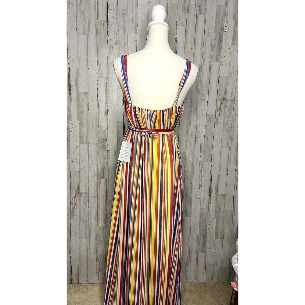 NWT Maggy London Women's Size 0 Striped Maxi Dress Multicolor‎ Sleeveless - Picture 4 of 6
